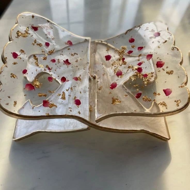Handcrafted Resin Quran Rehal with Rose Petals