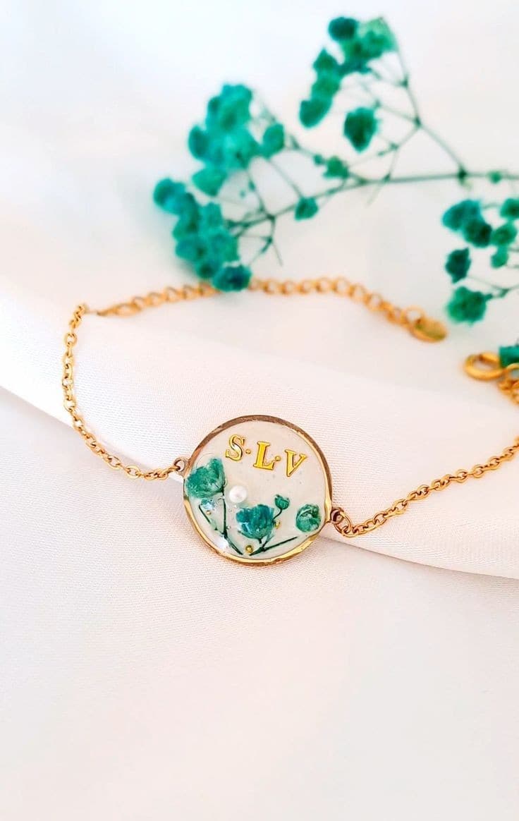 Handcrafted Customized Blue Resin Bracelet