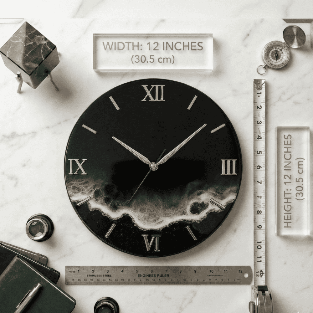 Giftistan Resin Wall Clock | Black & Gold Roman Numeral | Luxury Home Decor | Marble Effect Art Clock | Unique Housewarming Gift 4