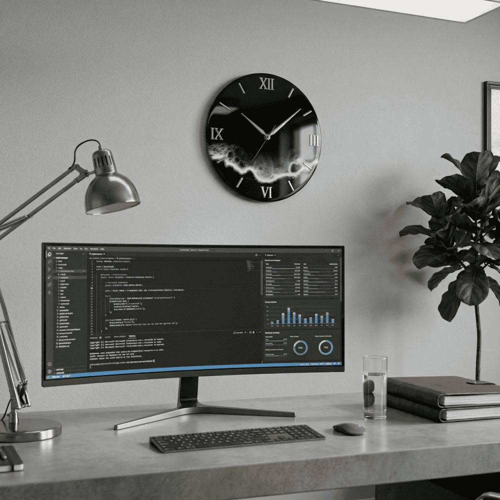 Giftistan Resin Wall Clock | Black & Gold Roman Numeral | Luxury Home Decor | Marble Effect Art Clock | Unique Housewarming Gift 3