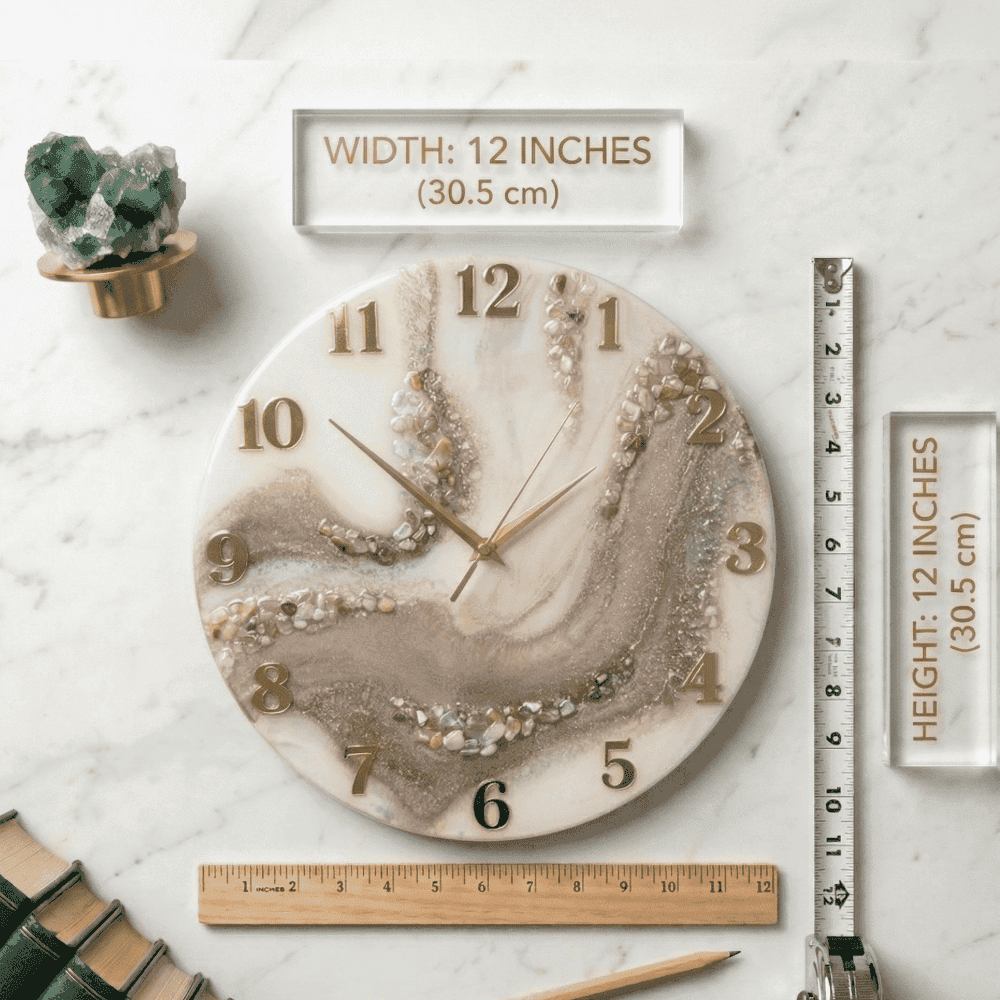 Beige Geode Stone Epoxy Resin Wall Clock 2
