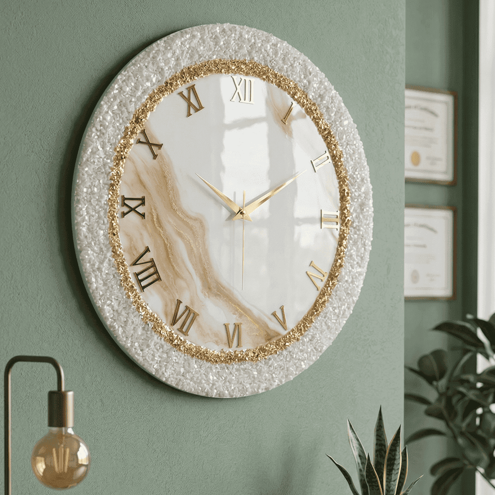 Luxury Marble Gold Roman Wall Clock 4