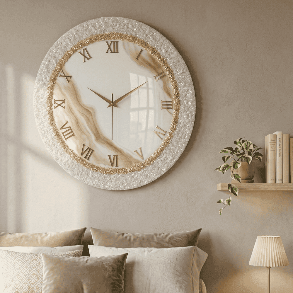 Luxury Marble Gold Roman Wall Clock 3
