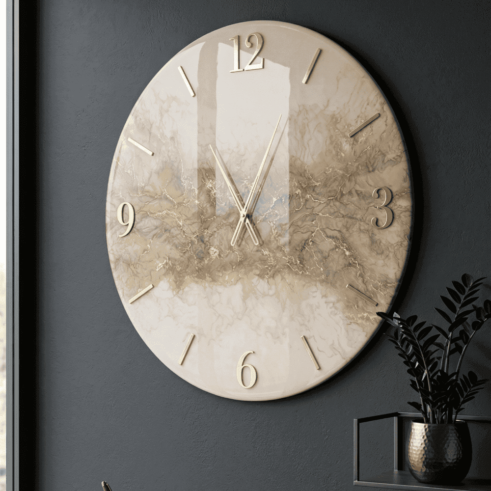 Golden Marble Resin Wall Clock 3