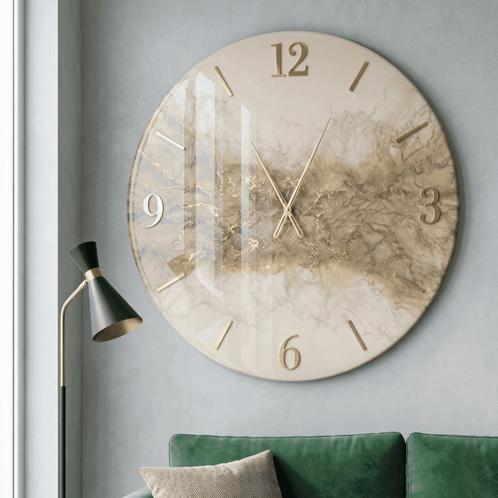 Golden Marble Resin Wall Clock 2
