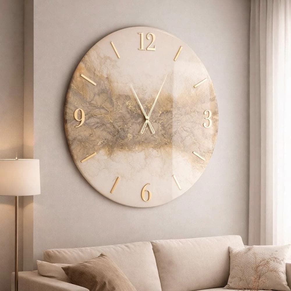 Golden Marble Resin Wall Clock 4