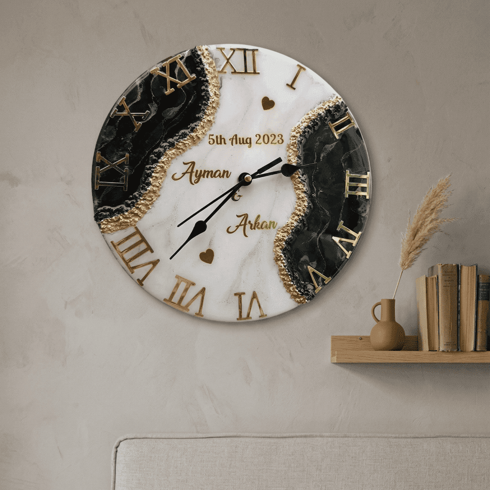 Luxury Marble Resin Wedding Wall Clock