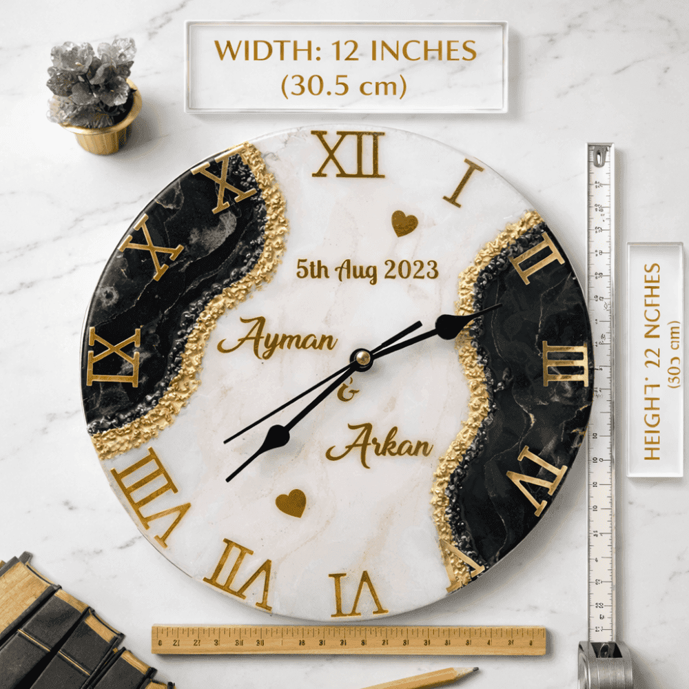 Luxury Marble Resin Wedding Wall Clock 2