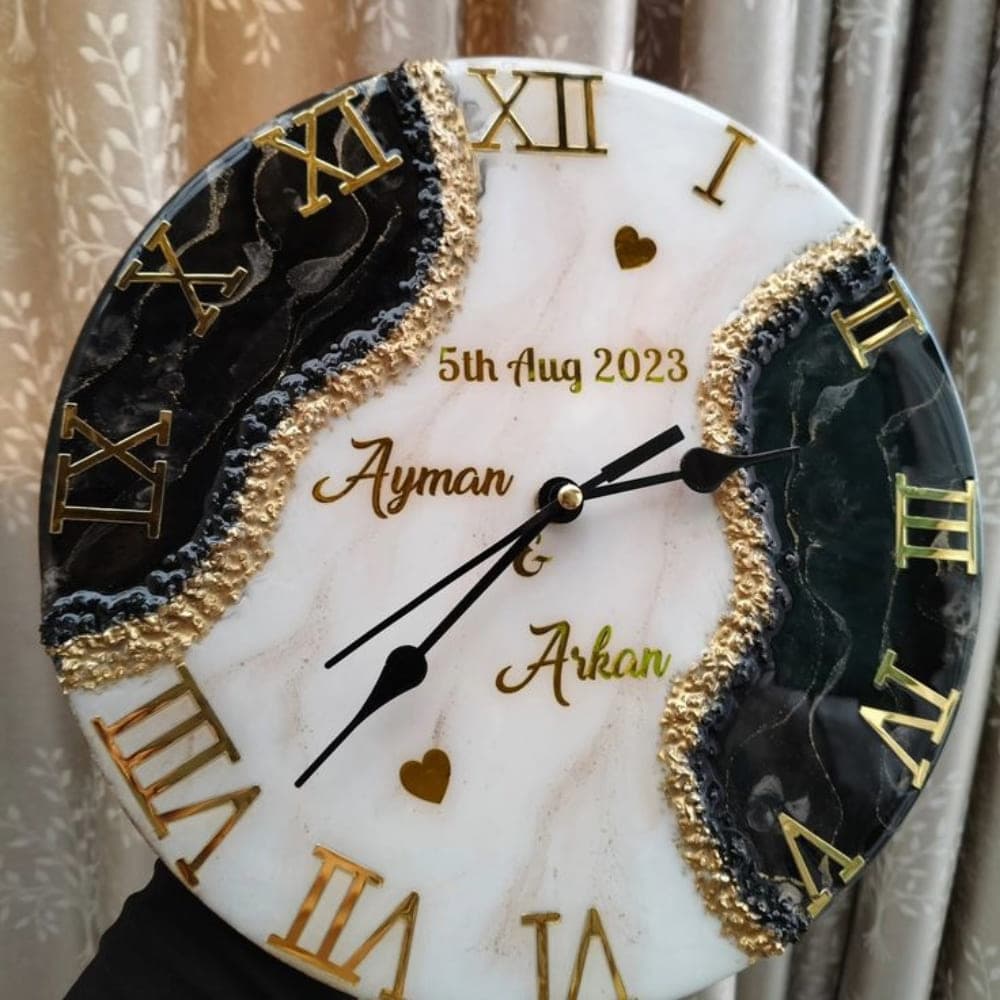Luxury Marble Resin Wedding Wall Clock 4