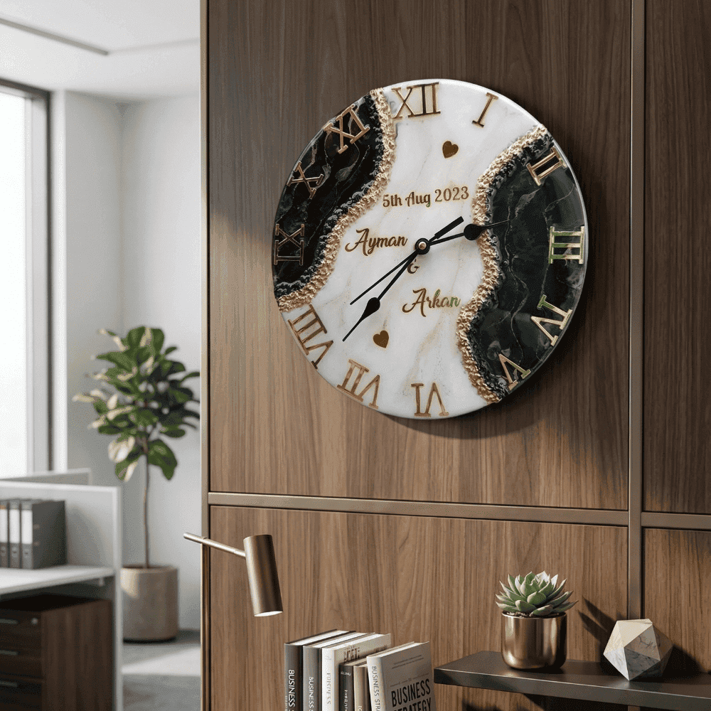 Luxury Marble Resin Wedding Wall Clock 5