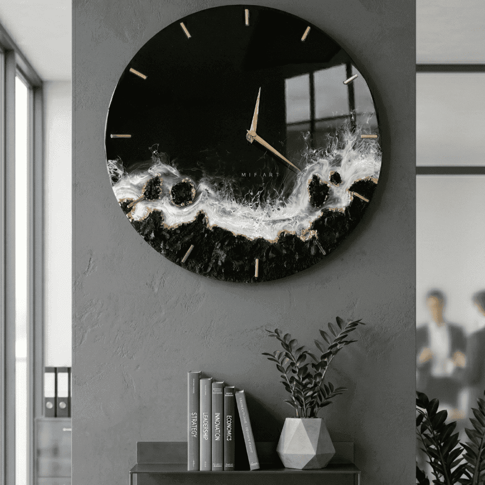 Black Geode Epoxy Resin Wall Clock 5