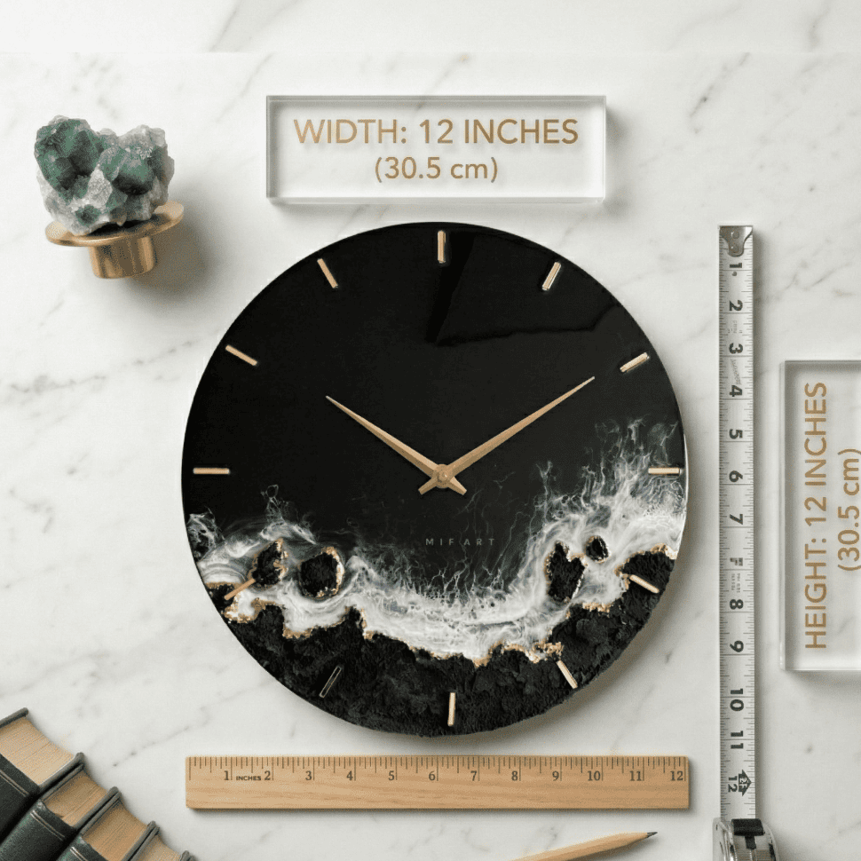 Black Geode Epoxy Resin Wall Clock 2