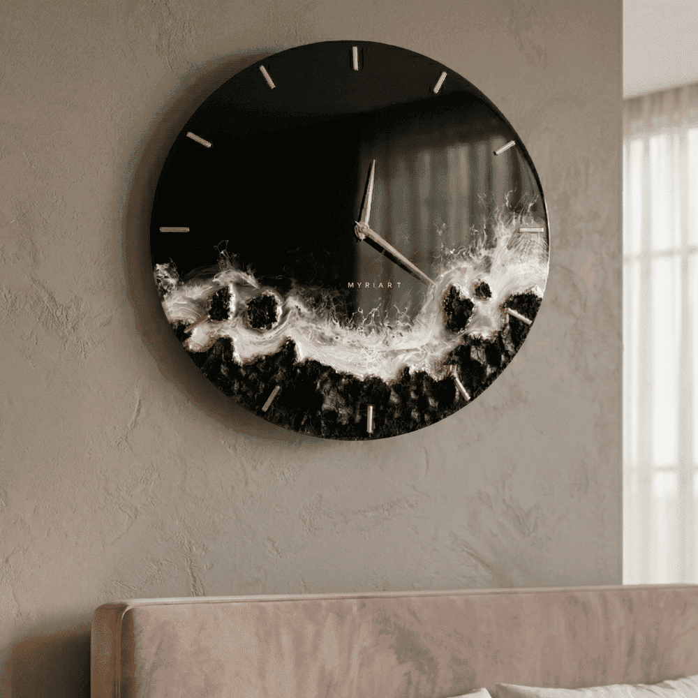 Black Geode Epoxy Resin Wall Clock 3