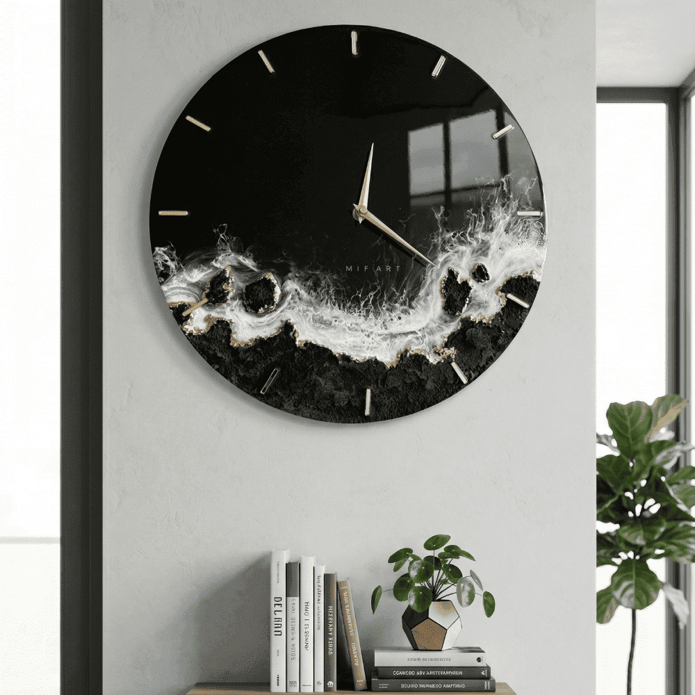 Black Geode Epoxy Resin Wall Clock 4
