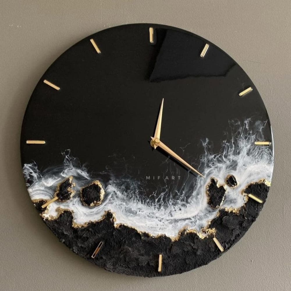 Black Geode Epoxy Resin Wall Clock