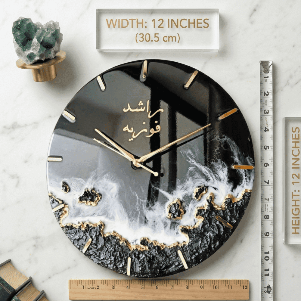 Black Gold Geode Epoxy Resin Wall Clock 2