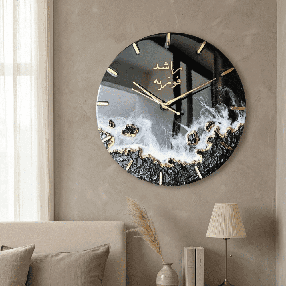 Black Gold Geode Epoxy Resin Wall Clock 3