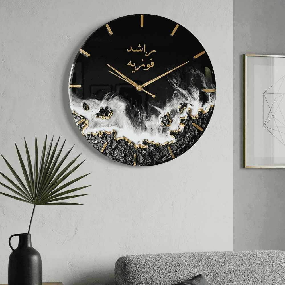 Black Gold Geode Epoxy Resin Wall Clock 4